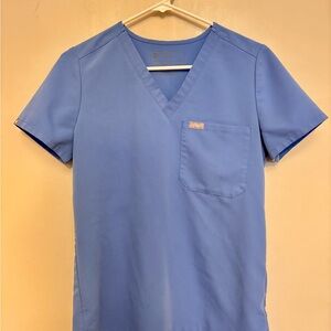 Figs Catarina One-Pocket Scrub Top- Ceil Blue, x-small